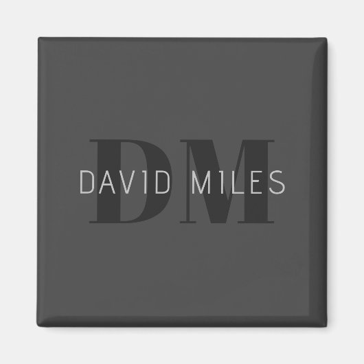 Moderne dunkelgraue und schwarz bearbeitbare Bezei Magnet (Vorne)