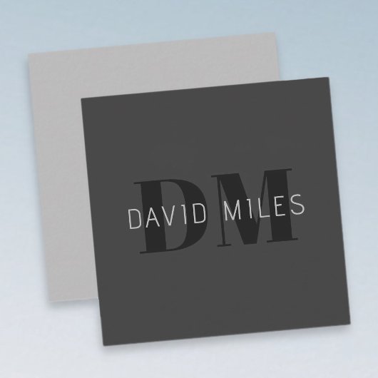 Moderne dunkelgraue und schwarz bearbeitbare Bezei Mitteilungskarte