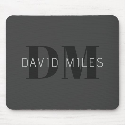 Moderne dunkelgraue und schwarz bearbeitbare Bezei Mousepad (Vorne)