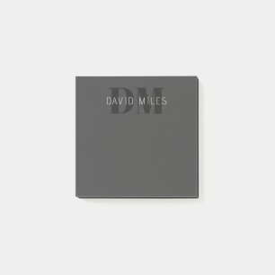 Moderne dunkelgraue und schwarz bearbeitbare Bezei Post-it Klebezettel