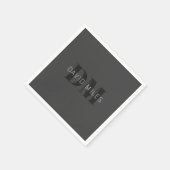 Moderne dunkelgraue und schwarz bearbeitbare Bezei Serviette (Ecke)