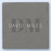 Moderne dunkelgraue und schwarz bearbeitbare Bezei Steinuntersetzer