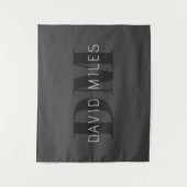 Moderne dunkelgraue und schwarz bearbeitbare Bezei Wandteppich (Vorderseite)