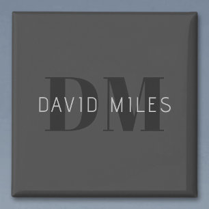 Moderne dunkelgraue und schwarze editierbare Namen Magnet