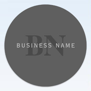 Moderne dunkelgraue Vorlagengestaltung für Monogra Runder Aufkleber