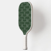 Moderne Dunkelgrüne Einfache Initialen Monogramm M Pickleball Schläger (Links)