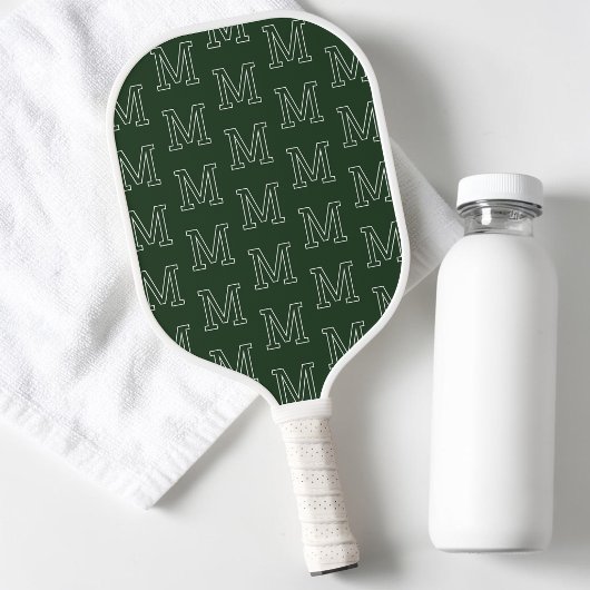 Moderne Dunkelgrüne Einfache Initialen Monogramm M Pickleball Schläger