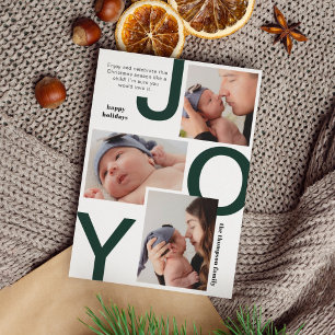 Moderne dunkelgrüne Freude Foto Collage Weihnachte Feiertagskarte