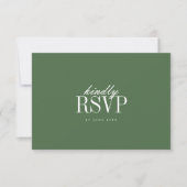 Moderne dunkelgrüne gestreifte QR-Code-Hochzeit RSVP Karte (Vorderseite)