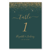 Moderne Dunkelgrüne Glitzer Edge Wedding Tischnummer (Rückseite)