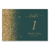 Moderne Dunkelgrüne Glitzer Edge Wedding Tischnummer (Vorderseite)