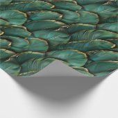 Moderne dunkelgrüne goldene Federn Muster Geschenkpapier (Ecke)