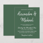 Moderne, dunkelgrüne Hochzeitseinladung (Vorne/Hinten)