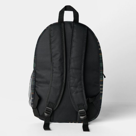 Moderne dunkelgrüne Karo Karierte Monogramm-Initia Bedruckter Rucksack (Rückseite)