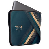 Moderne dunkelgrüne Linien - Hintergrund und Indiv Laptopschutzhülle (Vorne Rechts)