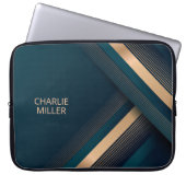 Moderne dunkelgrüne Linien - Hintergrund und Indiv Laptopschutzhülle (Vorderseite)