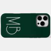 Moderne dunkelgrüne Monogramm-Initialen zeitgemäß Case-Mate iPhone Hülle (Rückseite (Horizontal))
