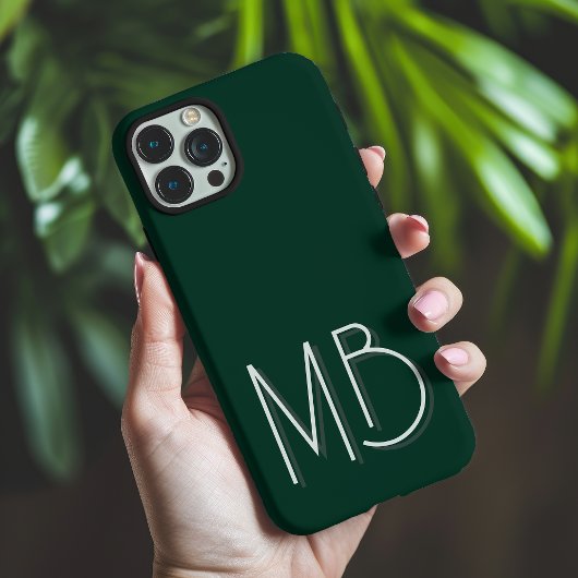 Moderne dunkelgrüne Monogramm-Initialen zeitgemäß Case-Mate iPhone Hülle