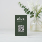 Moderne dunkelgrüne QR-Logo-Visitenkarte Visitenkarte (Stehend Vorderseite)