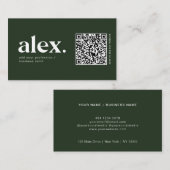 Moderne dunkelgrüne QR-Logo-Visitenkarte Visitenkarte (Vorne/Hinten)