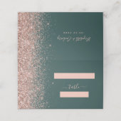 Moderne Dunkelgrüne Rose Gold Glitzer Edge Wedding Platzkarte (Außenseite Aufgefaltet)