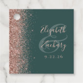 Moderne Dunkelgrüne Rose Gold Glitzer Hochzeit Geschenkanhänger (Vorderseite)