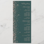 Moderne Dunkelgrüne Rosen-Gold Glitter-Hochzeit Programm (Rückseite)