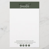 Moderne dunkelgrüne Schrift Briefpapier (Vorderseite)