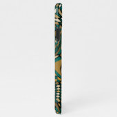 Moderne dunkelgrüne Taupe Brown Black Art Muster iPhone Hülle (Rechte Seite)