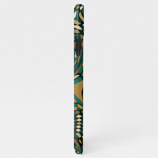 Moderne dunkelgrüne Taupe Brown Black Art Muster iPhone Hülle (Rechte Seite)