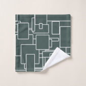Moderne dunkelgrüne und Abstrakte Geometrie Badhandtuch Set (Waschlappen)