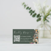 Moderne dunkelgrüne Wildblume Qr Code UAwg Wedding Begleitkarte (Stehend Vorderseite)