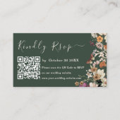 Moderne dunkelgrüne Wildblume Qr Code UAwg Wedding Begleitkarte (Vorderseite)