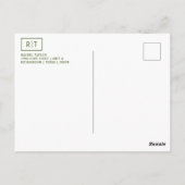 Moderne dunkelolivgrüne Monogramm Postkarte (Rückseite)