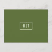Moderne dunkelolivgrüne Monogramm Postkarte (Vorderseite)