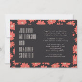 Moderne dunkelrote Floral Retro Typografie Hochzei Einladung (Vorderseite)