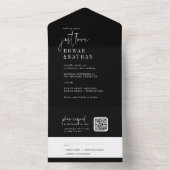 Moderne, dunkelschwarze Liebe QR Code Hochzeit All In One Einladung (Innen Boden)