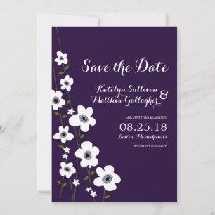 Moderne Dunkelviolette Anemone   Termin vormerken Save The Date