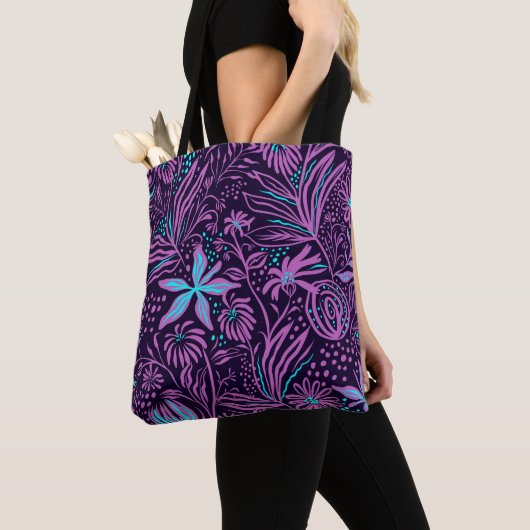 Moderne dunkelviolette Blumengestaltung Tasche (Von Nahem)
