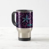 Moderne dunkelviolette Blumenmuster Personalisiert Reisebecher (Vorderseite Links)