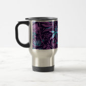 Moderne dunkelviolette Blumenmuster Personalisiert Reisebecher (Links)