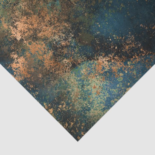 Moderne dunkle Aquamarin- & Kupferkesseln, metalli Seidenpapier (Ausschnitt)