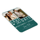 Moderne Dunkle Aquamarin Save the Date 2 Foto Hoch Magnet (Rechte Seite)
