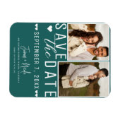 Moderne Dunkle Aquamarin Save the Date 2 Foto Hoch Magnet (Horizontal)