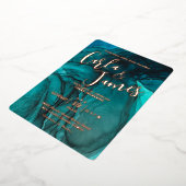 Moderne Dunkle Aquamarine Aquarellfeier Folieneinladung (Gedreht)