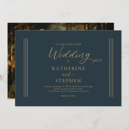 Moderne dunkle Aquamarine Minimalistische Hochzeit Einladung