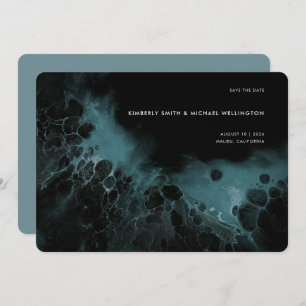 Moderne dunkle Aquamarine Schwarz-Moody-Fluid-Art Save The Date