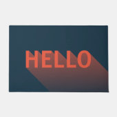 Moderne Dunkle Blau- und Orange-Hallo-Typografie Fußmatte (Vorderseite)