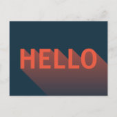 Moderne Dunkle Blau- und Orange-Hallo-Typografie Postkarte (Vorderseite)