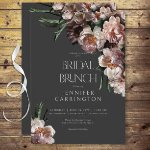 Moderne dunkle Blume blüht Black Bridal Brunch Einladung